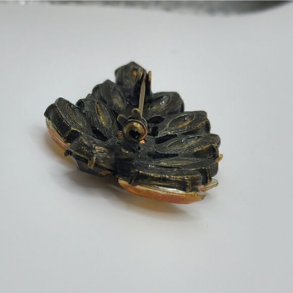 Antiqued Amber AB Rhinestone brooch - Picture 8 of 14